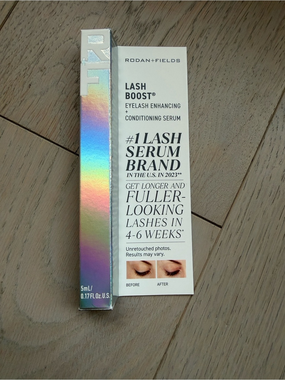Rodan + Fields Lash Boost Eyelash Serum in Iridescent Rainbow Packaging